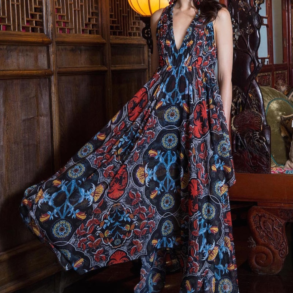 Alice + Olivia Kora Printed Goddess Handkerchief Dress - 12 - Picture 5 of 16